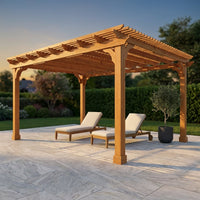 12X16 FT All Cedar Wood Wooden Pergola, Pergola Kit with Stakes, Quality Wood Supported Structure, Snow and Wind Supported, Outdoor Garden Shelter with Cedar Framed for Backyard, Deck, Lawn — Studio Shot