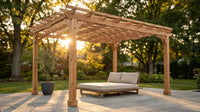 12X16 FT All Cedar Wood Wooden Pergola, Pergola Kit with Stakes, Quality Wood Supported Structure, Snow and Wind Supported, Outdoor Garden Shelter with Cedar Framed for Backyard, Deck, Lawn — Lifestyle