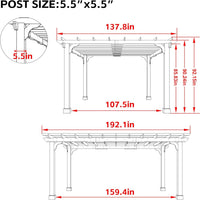 Cedar Wood Pergola Kit Built to Last Outdoors, 12x16 ft Structure, Metal Ground Stakes, All-Weather Cedar