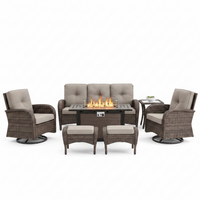 Patio Furniture Set Built to Last, Fire Pit Table, Wicker Construction, 50000 BTU, Weather Resistant