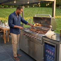 82-Inch 6-Burner Gas Grill 85,000 BTU Outdoor Kitchen Barbecue, Stainless Steel Grill Island with Sink, Storage Cabinets, and Wine Refrigerator,Backyard, Patio, Lawn, Silver (Silver, 82.4") — Lifestyle