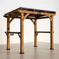 Outdoor Grill Gazebo Designed for Backyard Cooking, Cedar Wood Frame, Steel Roof, USB Charging Ports