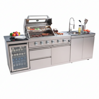 Outdoor Kitchen Island Built to Complete Your Patio Setup, 104" Gas Grill, Granite Countertop, Refrigerator