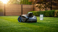 V3 Wireless Robot Lawn Mower for Small Yards, 0.15 Acre/6,400 Sq. Ft., Vision AI Obstacle Detection, One-Click Start, App Control, Auto Recharge, 42% Slope — Lifestyle