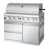 82-Inch 6-Burner Gas Grill 85,000 BTU Outdoor Kitchen Barbecue, Stainless Steel Grill Island with Sink, Storage Cabinets, and Wine Refrigerator,Backyard, Patio, Lawn, Silver (Silver, 82.4")